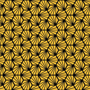Geometric Pattern: Hexagon Ray: Yellow Black