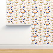 Hearts, Rainbows & Clouds - creamy beige, small 