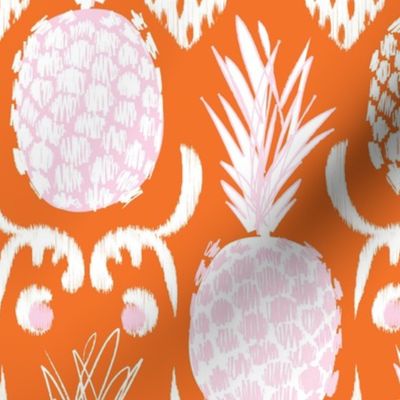 LARGE pineapple ikat_ orange and blush