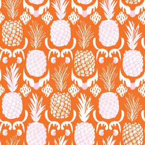 LARGE pineapple ikat_ orange and blush