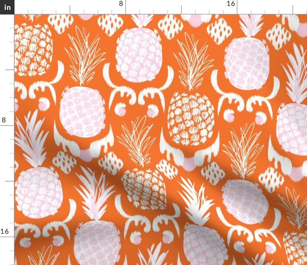 LARGE pineapple ikat_ orange and blush