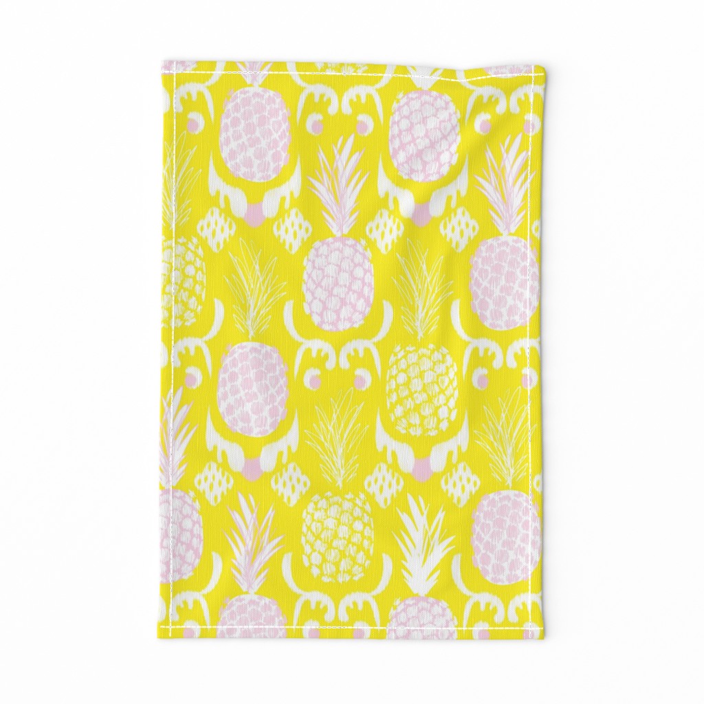 LARGE pineapple ikat_ lemon and blush