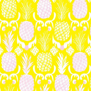 LARGE pineapple ikat_ lemon and blush
