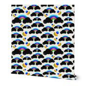 Hearts, Rainbows & Clouds - inverse on white, large 