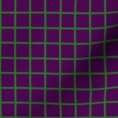 JP6 - Small - Graph Checks in Grassy Green on Royal Purple