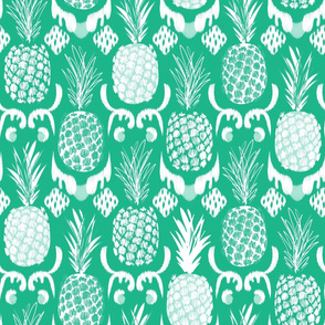 LARGE pineapple ikat_ just frog green