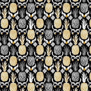 SMALL pineapple ikat_ black and gold