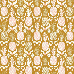 SMALL pineapple ikat_ mustard and peach