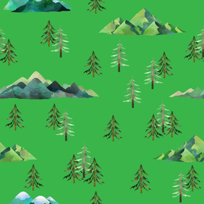 Mountain Trees Green