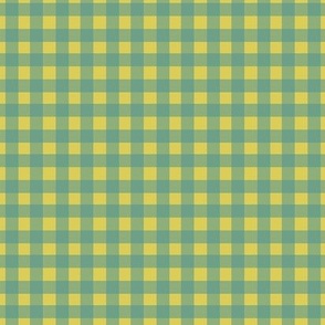 Gingham in Turquoise and Lime Green - Small