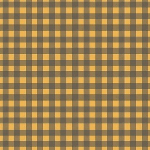 Gingham in Charcoal and Mustard Yellow, Small