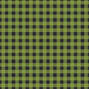 Gingham - Bright Lime Green on Dark Grey, Small