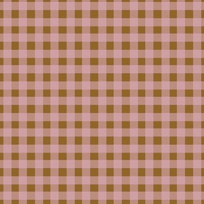 Gingham - Pink and Golden Brown - Small