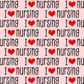 I love nursing - love nursing / nurse  - red heart on pink - LAD20