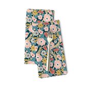 Finley - Boho Girl Floral Dark Teal Small Scale Floral