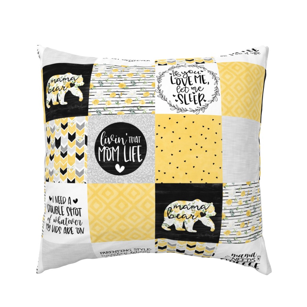 MomLife//Coffee//Yellow - Wholecloth Cheater Quilt