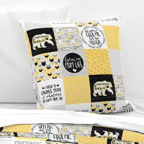 MomLife//Coffee//Yellow - Wholecloth Cheater Quilt