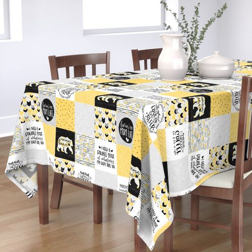 MomLife//Coffee//Yellow - Wholecloth Cheater Quilt