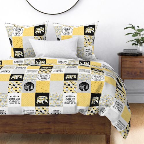 MomLife//Coffee//Yellow - Wholecloth Cheater Quilt