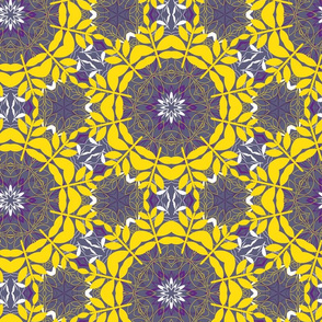 yellow and violet ornament - foliage mandala