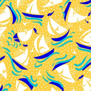 Ditsy Sailboats | Yellow + Green + Blue