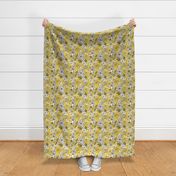 Wild Rose Yellow and Grey mud cloth texture