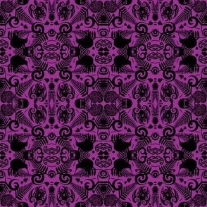 Kiwi Damask Purple & Black - SMALL SCALE