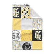 MomLife//Coffee//Yellow - Wholecloth Cheater Quilt - Rotated