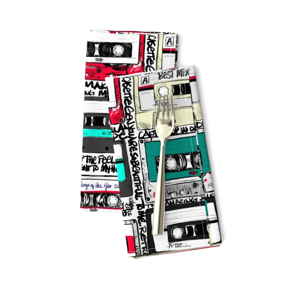 Retro cassettes with graffiti on white