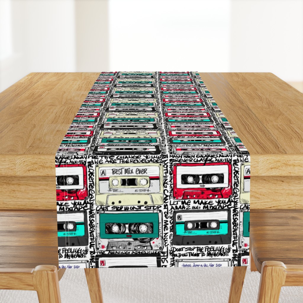 Retro cassettes with graffiti on white