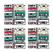 Retro cassettes with graffiti on white