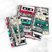 Retro cassettes with graffiti on white