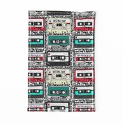 Retro cassettes with graffiti on white