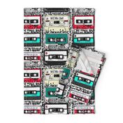 Retro cassettes with graffiti on white