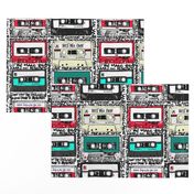 Retro cassettes with graffiti on white