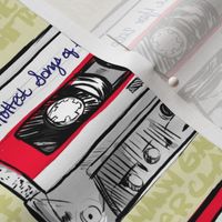 Retro cassette tapes with graffiti on lime