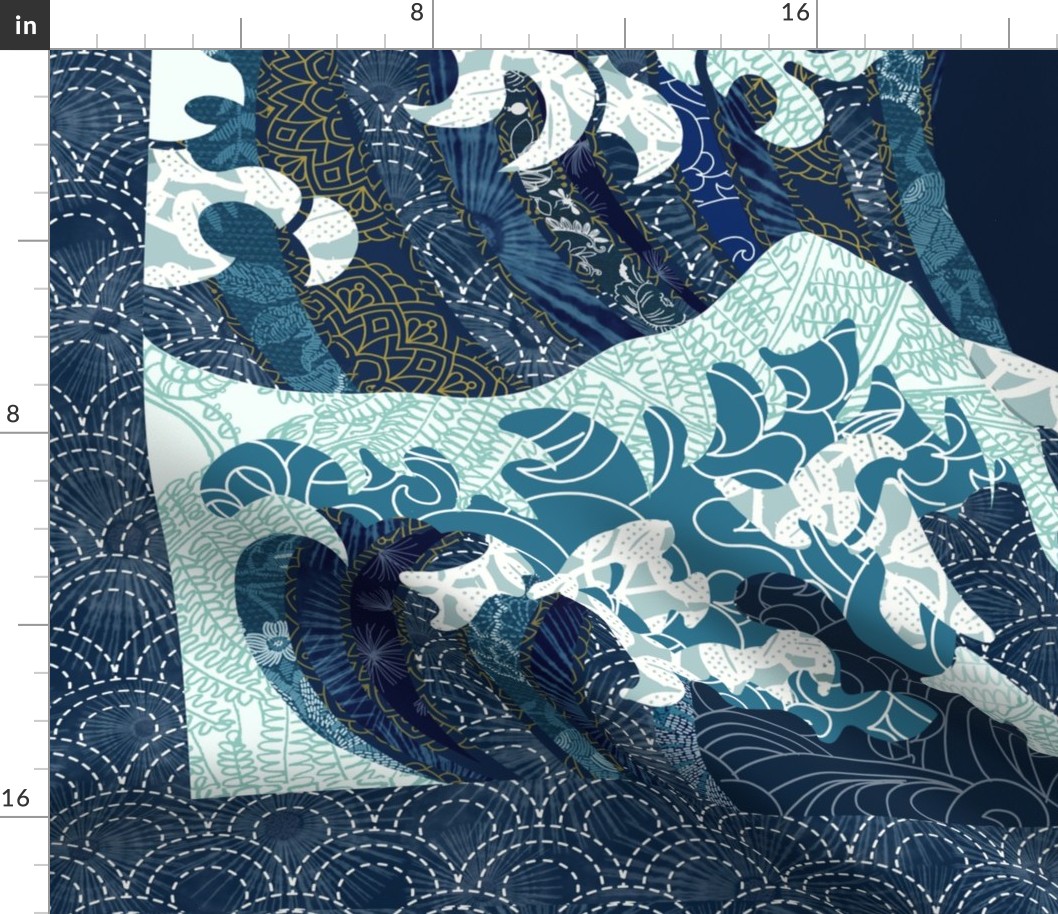 The Wave Quilt with one border 42 x 36