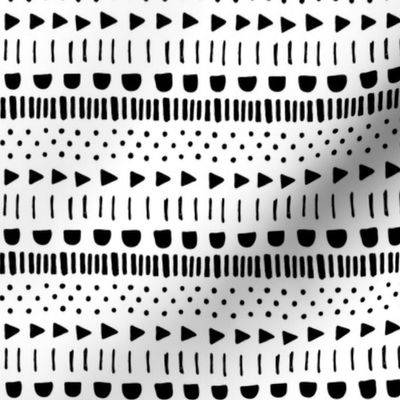 mudcloth mix black and white doodled ink