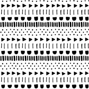 mudcloth mix black and white doodled ink