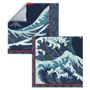 The Wave Quilt with red border 48x42