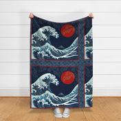 The Wave Quilt with red border 48x42