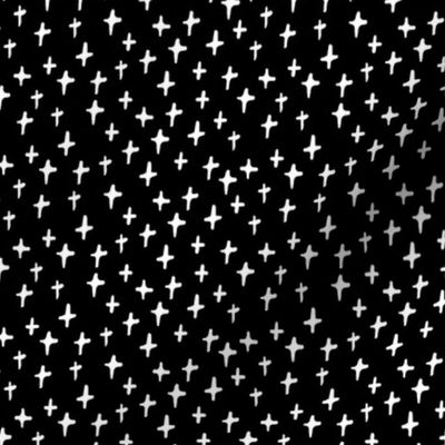crosses thick white on black doodled ink