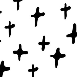 JUMBO crosses thick black and white doodled ink 500% scale