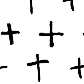 JUMBO crosses thin black and white doodled ink 500% scale