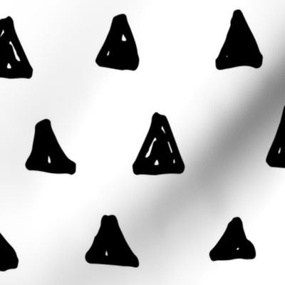 JUMBO triangles black and white doodled ink 500% scale