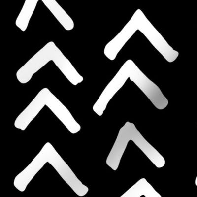 JUMBO arrowheads white on black doodled ink 500% scale