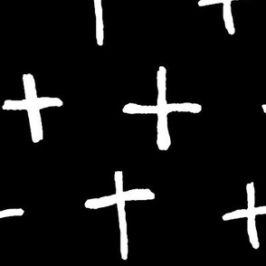 JUMBO crosses thin white on black doodled ink 500% scale