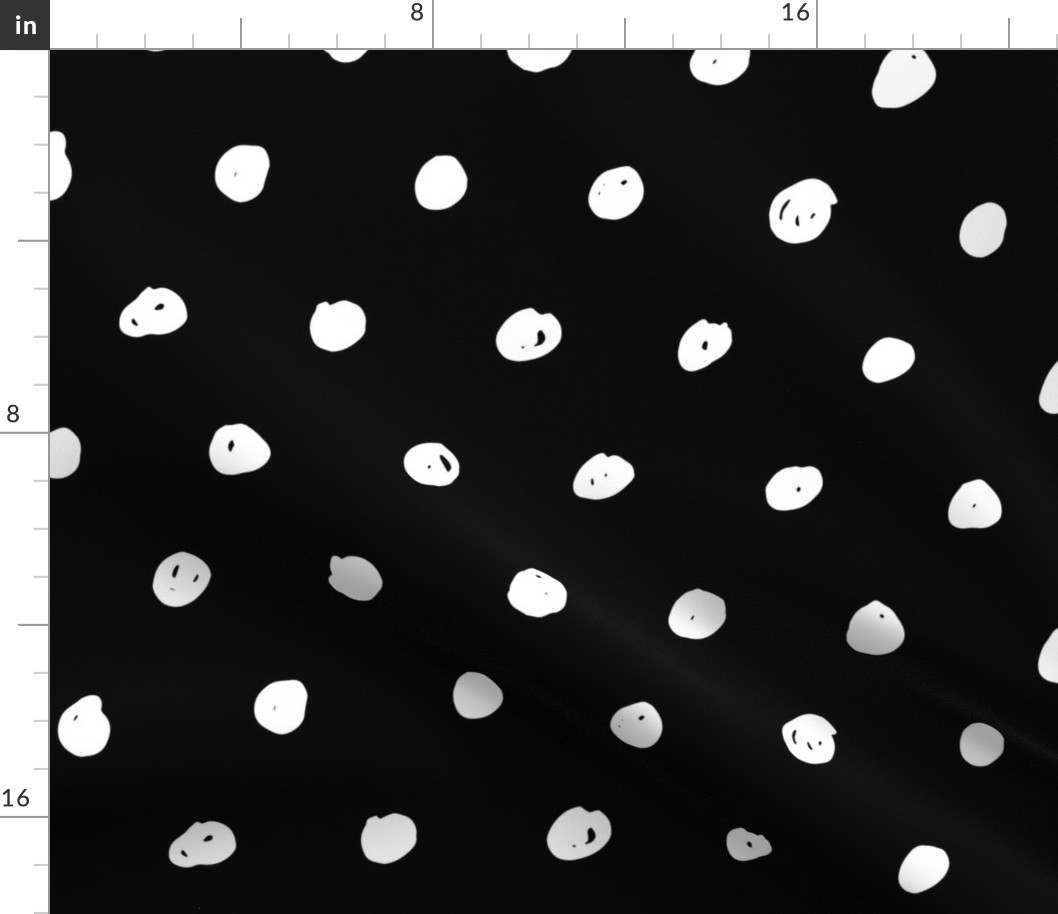 JUMBO dots white on black doodled ink 500% scale
