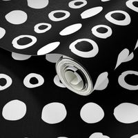 JUMBO dotty white on black doodled ink 500% scale