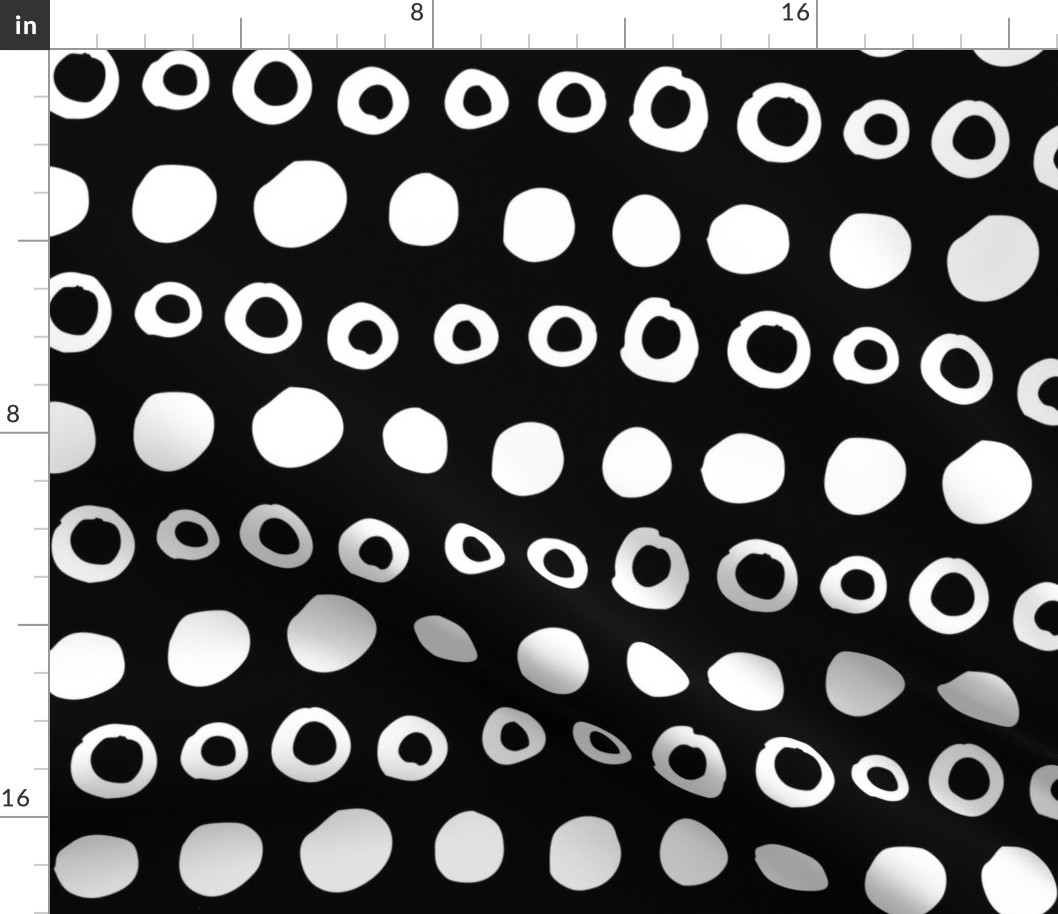 JUMBO dotty white on black doodled ink 500% scale